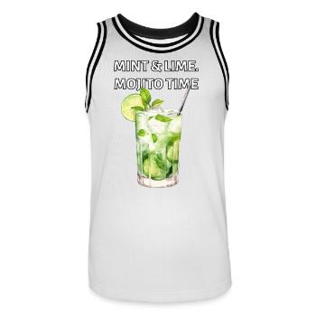 Menthe & Lime. Temps de Mojito. - Maillot de basket Homme - blanc/noir - Devant - AI Model Male 185 dark (185cm)