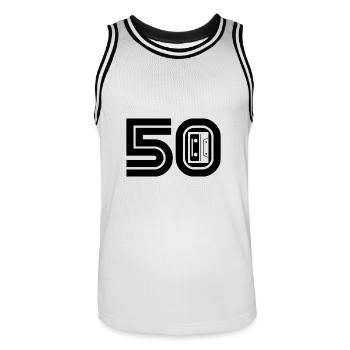 50 Retro Musik 50er - Männer Basketball-Trikot - Weiß/Schwarz - Vorne - AI Model Male 185 dark (185cm)