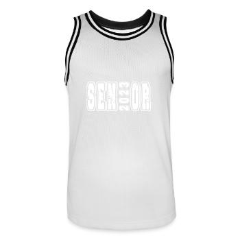 Senior Class of 2023 Bold Graduation Look - Men's Basketball Jersey - white/black - Front - AI Model Male 185 dark (185cm)