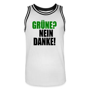 grüne nein danke - Männer Basketball-Trikot - Weiß/Schwarz - Vorne - AI Model Male 185 dark (185cm)