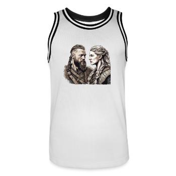 Viking - Männer Basketball-Trikot - Weiß/Schwarz - Vorne - AI Model Male 185 dark (185cm)