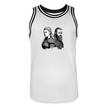Viking - Männer Basketball-Trikot - Weiß/Schwarz - Vorne - AI Model Male 185 dark (185cm)