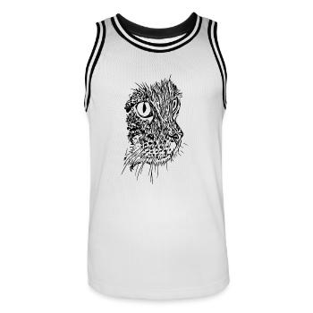 Chat Vintage - Portrait dessin - Maillot de basket Homme - blanc/noir - Devant - AI Model Male 185 dark (185cm)