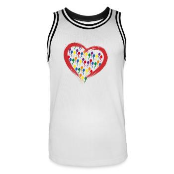 Color Herz Love Bo-Grafik - Männer Basketball-Trikot - Weiß/Schwarz - Vorne - AI Model Male 185 dark (185cm)