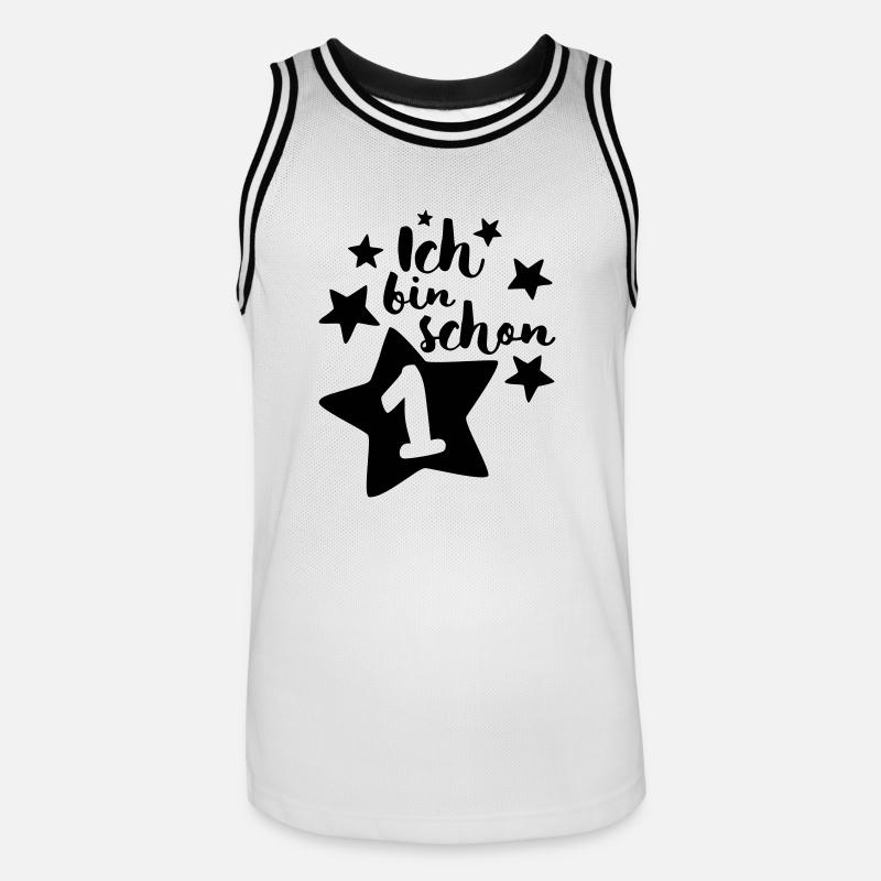 Ich bin schon Eins! - Männer Basketball-Trikot - Weiß/Schwarz
