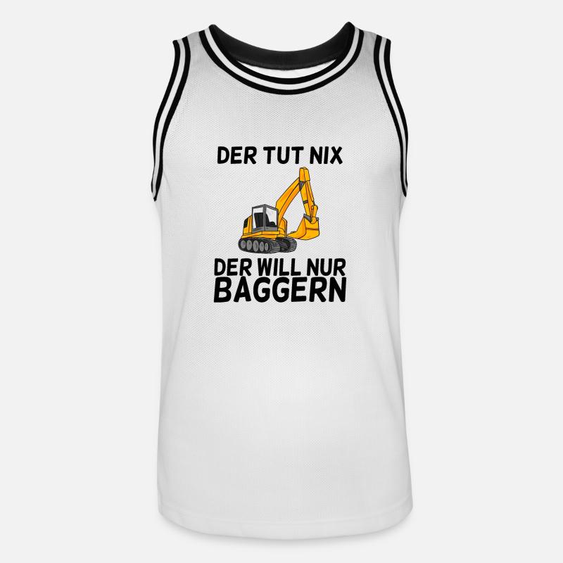 Bagger Spruch Baggerfahrer Baggern - Männer Basketball-Trikot - Weiß/Schwarz