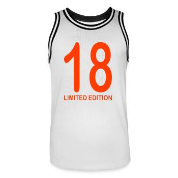 18th Birthday Gift Legal Age - Men's Basketball Jersey - white/black - Front - AI Model Male 185 dark (185cm)