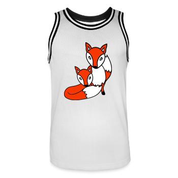 2 Amis Renards Roux Renard Deux Animaux Sauvages Équipe - Maillot de basket Homme - blanc/noir - Devant - AI Model Male 185 dark (185cm)