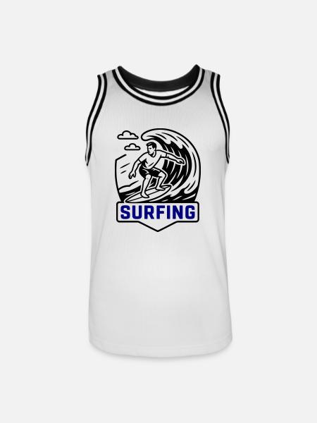 Surfing Symbol Surfer - Men's Basketball Jersey - white/black