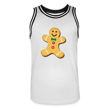 homme de pain d'épice - Maillot de basket Homme - blanc/noir - Devant - AI Model Male 185 dark (185cm)