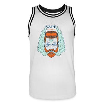 Vaper smoking bearded hipster - Men's Basketball Jersey - white/black - Front - AI Model Male 185 dark (185cm)