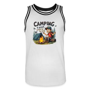 Camping ist großartig bis auf die nervigen Mücken! - Männer Basketball-Trikot - Weiß/Schwarz - Vorne - AI Model Male 185 dark (185cm)