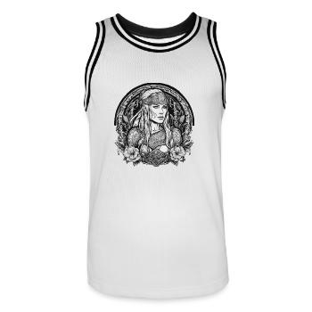 Schildmaide - Männer Basketball-Trikot - Weiß/Schwarz - Vorne - AI Model Male 185 dark (185cm)
