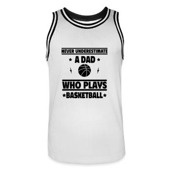 Ne sous-estimez jamais un père qui joue au basket-ball - Maillot de basket Homme - blanc/noir - Devant - AI Model Male 185 dark (185cm)