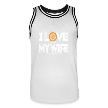 Love When My Wife Lets Me Go Mountain Biking - Men's Basketball Jersey - white/black - Front - AI Model Male 185 dark (185cm)