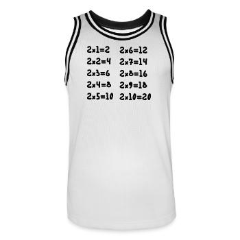 Zwei Multiplikationstabellen - Männer Basketball-Trikot - Weiß/Schwarz - Vorne - AI Model Male 185 dark (185cm)