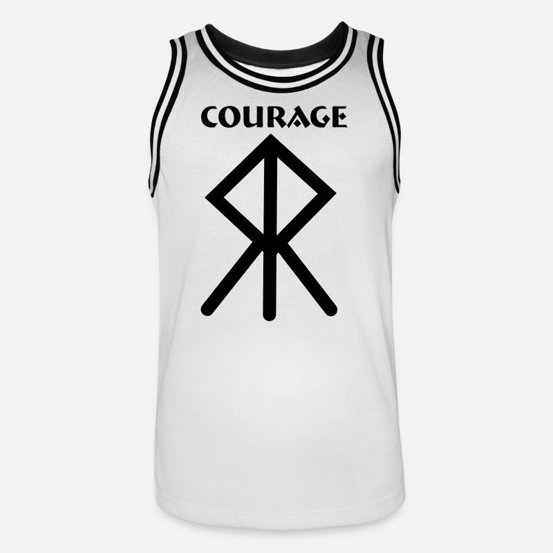Coraggio runa vichinga con testo CORAGGIO - Maglia da basket per uomo - bianco/nero