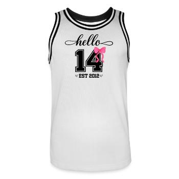 Bonjour 14 Est 2012 Girl Birthday Design - Maillot de basket Homme - blanc/noir - Devant - AI Model Male 185 dark (185cm)