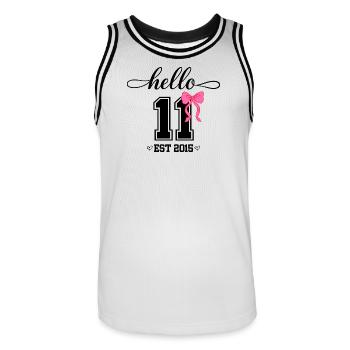 Hello 11 Est 2015 Coquette Bow Girl Birth - Men's Basketball Jersey - white/black - Front - AI Model Male 185 dark (185cm)