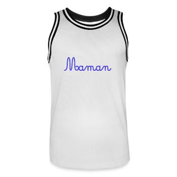 MAMAN. FÊTE DES MÈRES. BONNE FÊTE MAMAN. COEUR - Maillot de basket Homme - blanc/noir - Devant - AI Model Male 185 dark (185cm)