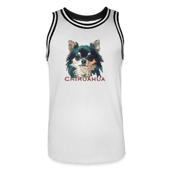 Chihuahua - Männer Basketball-Trikot - Weiß/Schwarz - Vorne - AI Model Male 185 dark (185cm)