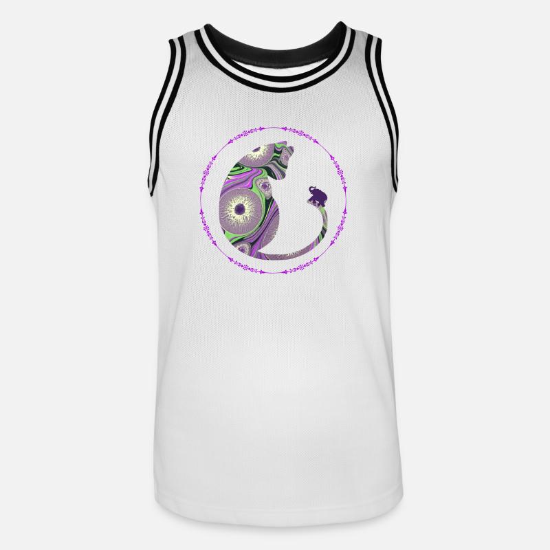 Chat avec éléphant E 239 - Maillot de basket Homme - blanc/noir