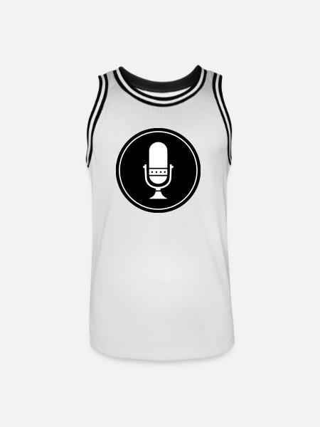 Podcast Microphone Icon - Men's Basketball Jersey - white/black