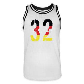 Maillot 32 Numéro Allemagne - Maillot de basket Homme - blanc/noir - Devant - AI Model Male 185 dark (185cm)