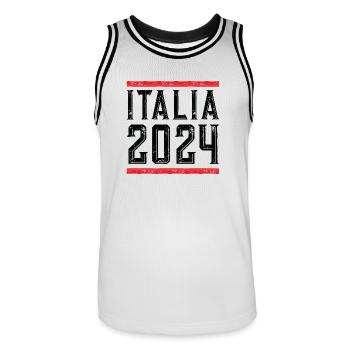 Italia 2024 - Männer Basketball-Trikot - Weiß/Schwarz - Vorne - AI Model Male 185 dark (185cm)