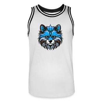Portrait de chien de Poméranie coloré - Maillot de basket Homme - blanc/noir - Devant - AI Model Male 185 dark (185cm)