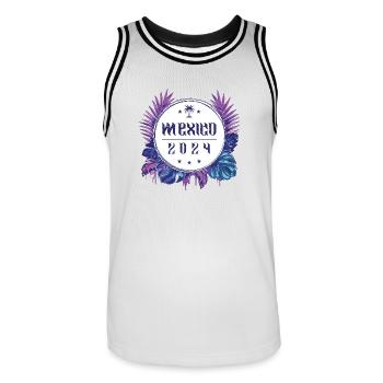 Mexique 2024 - Maillot de basket Homme - blanc/noir - Devant - AI Model Male 185 dark (185cm)