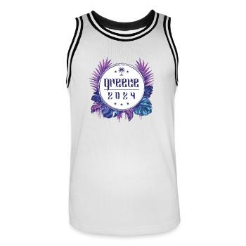 Grèce 2024 - Maillot de basket Homme - blanc/noir - Devant - AI Model Male 185 dark (185cm)