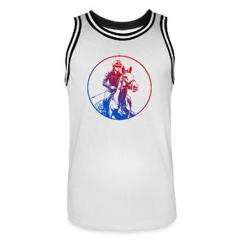 Reiten Pferd Silhouette Bunt - Männer Basketball-Trikot - Weiß/Schwarz - Vorne - AI Model Male 185 dark (185cm)