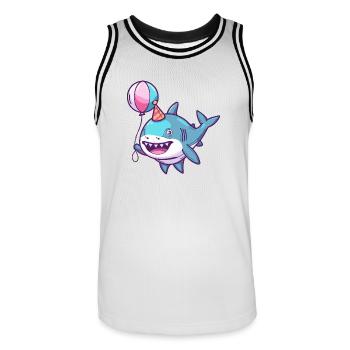 Requin Anniversaire Bébé - Maillot de basket Homme - blanc/noir - Devant - AI Model Male 185 dark (185cm)