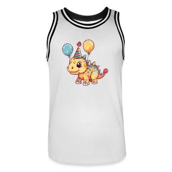 Dinosaure stégosaure anniversaire bébé - Maillot de basket Homme - blanc/noir - Devant - AI Model Male 185 dark (185cm)