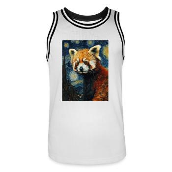 Panda Roux, Van Gogh, Style - Maillot de basket Homme - blanc/noir - Devant - AI Model Male 185 dark (185cm)