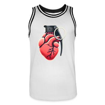 Explosive Herzgranate Design - Männer Basketball-Trikot - Weiß/Schwarz - Vorne - AI Model Male 185 dark (185cm)