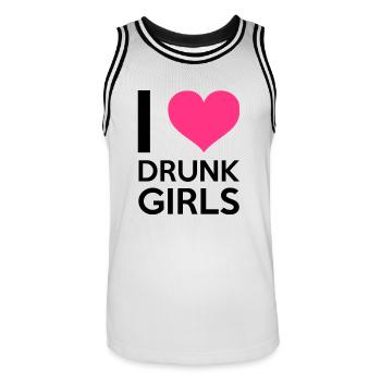 I Love Drunk Girls - Maillot de basket Homme - blanc/noir - Devant - AI Model Male 185 dark (185cm)