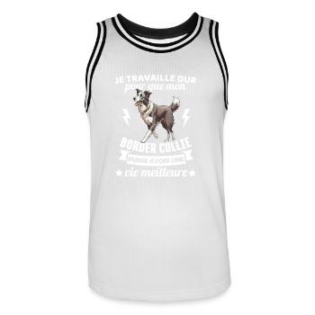 Humour border collie chien mignon 1 - Maillot de basket Homme - blanc/noir - Devant - AI Model Male 185 dark (185cm)