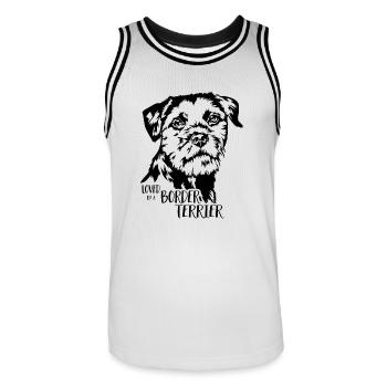 Aimé par un chien Border Terrier Chien Wilsigns - Maillot de basket Homme - blanc/noir - Devant - AI Model Male 185 dark (185cm)