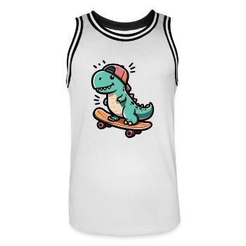 Dino Skater - Cooler sk8 raptor - Männer Basketball-Trikot - Weiß/Schwarz - Vorne - AI Model Male 185 dark (185cm)