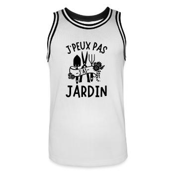 Je peux pas j ai jardinage jardin - Maillot de basket Homme - blanc/noir - Devant - AI Model Male 185 dark (185cm)