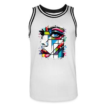 Femmes girl power design art féminisme féminin symbole - Maillot de basket Homme - blanc/noir - Devant - AI Model Male 185 dark (185cm)