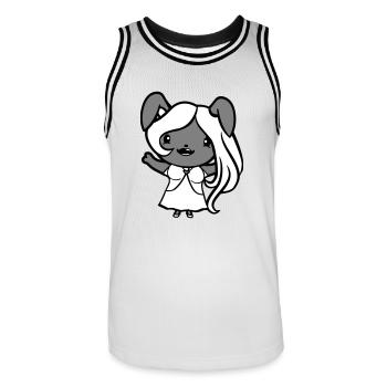 Hase Mädchen Hübsch Frau Häsin Winkt Lange Haare - Männer Basketball-Trikot - Weiß/Schwarz - Vorne - AI Model Male 185 dark (185cm)