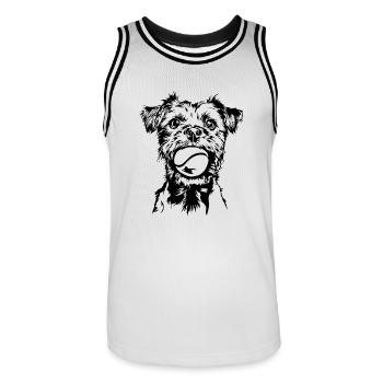 Border Terrier Hunde Hund Wilsigns - Männer Basketball-Trikot - Weiß/Schwarz - Vorne - AI Model Male 185 dark (185cm)