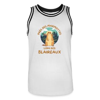 Humour marmotte - Maillot de basket Homme - blanc/noir - Devant - AI Model Male 185 dark (185cm)