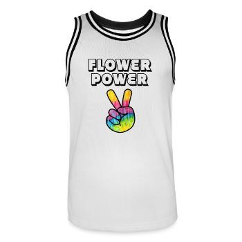 Flower Power - Maillot de basket Homme - blanc/noir - Devant - AI Model Male 185 dark (185cm)