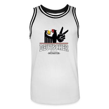 Aus Münster Deutschland - Männer Basketball-Trikot - Weiß/Schwarz - Vorne - AI Model Male 185 dark (185cm)