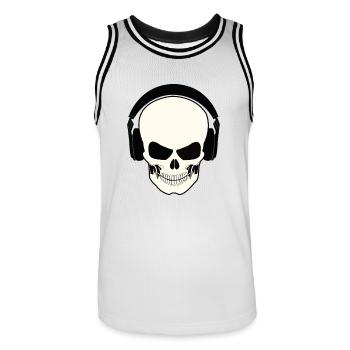 skull and helmet - Men's Basketball Jersey - white/black - Front - AI Model Male 185 dark (185cm)