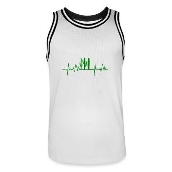 Kaktus Herzschlag heartbeat geschenk cactus - Männer Basketball-Trikot - Weiß/Schwarz - Vorne - AI Model Male 185 dark (185cm)